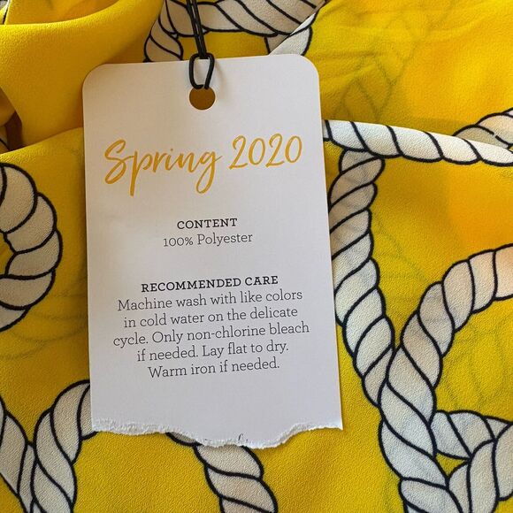CAbi Reef Knot Blouse Top Size Small Style 5707 Long Sleeve Yellow Nautical NWT - Picture 8 of 11